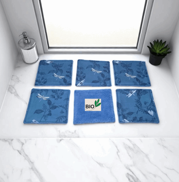 Lot de 6 lingettes en coton et éponge bambou biologique modèle au choix