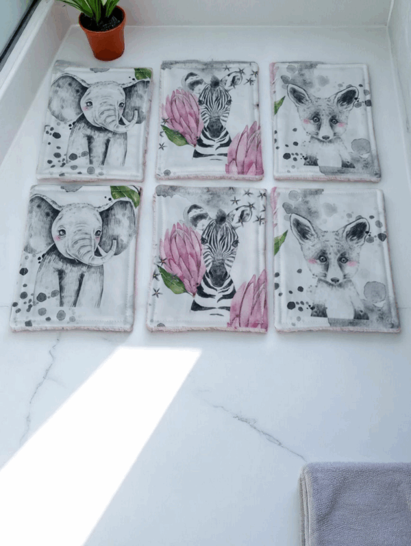 6 Débarbouillettes, grandes lingettes, enfant et bébé coton premium doublé bambou toute douce