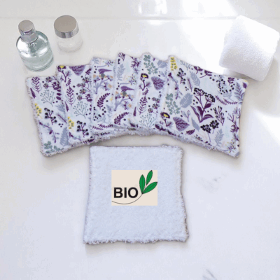 Semainier de lingettes en coton et éponge biologique modèle au choix