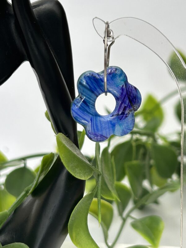 Créoles « Les Fleurettes » camaïeu bleu – Image 2