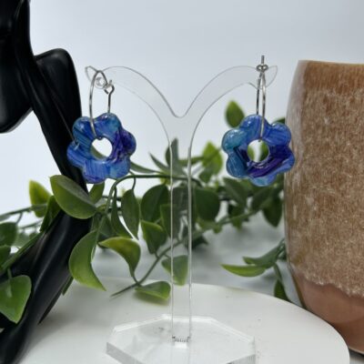 Créoles « Les Fleurettes » camaïeu bleu