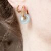 boucle d'oreille créole, donut labradorite