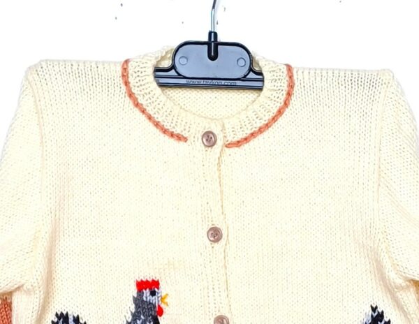 Veste enfant avec des poules, tricot fait main, taille 2 ans – Image 5