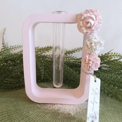 Vase rose et blanc