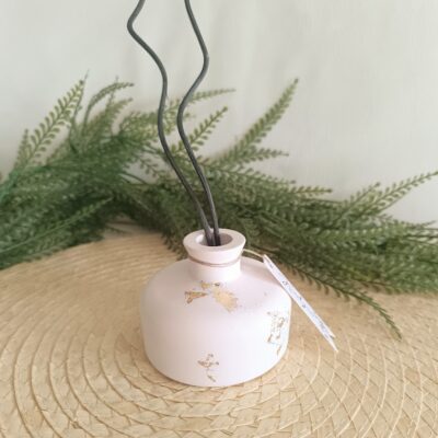 Petit vase diffuseur de parfum blanc et or