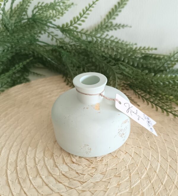 Petit vase diffuseur de parfum turquoise et or – Image 3