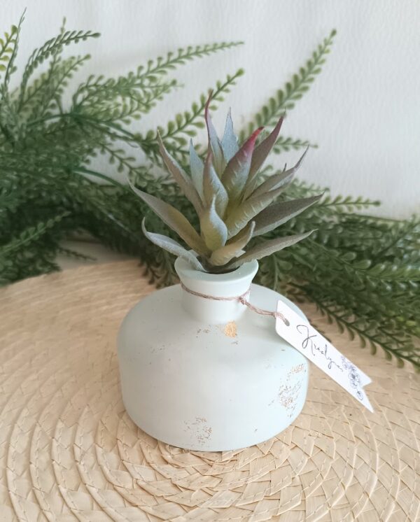 Petit vase diffuseur de parfum turquoise et or – Image 2