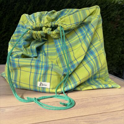 Sac a linge sale petite ou grande capacité en madras vert