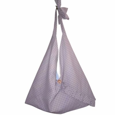 Sac rayonnante bi-matière pois mauve + rayures colorées