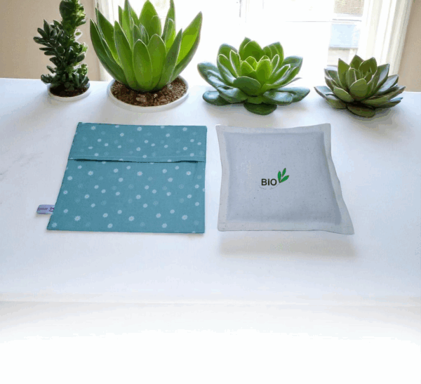 Bouillotte sèche aux graines de lin ou lin et lavande, déhoussable et lavable, modèle au choix