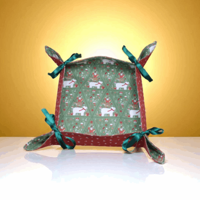corbeille de Noël, panière à pain, vide poche à nouettes, décoration de table coton biologique, motif au choix