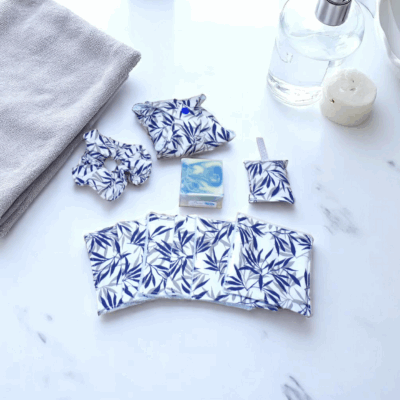 kit salle de bain, de soin et bien-être zéro déchet coton modèle au choix