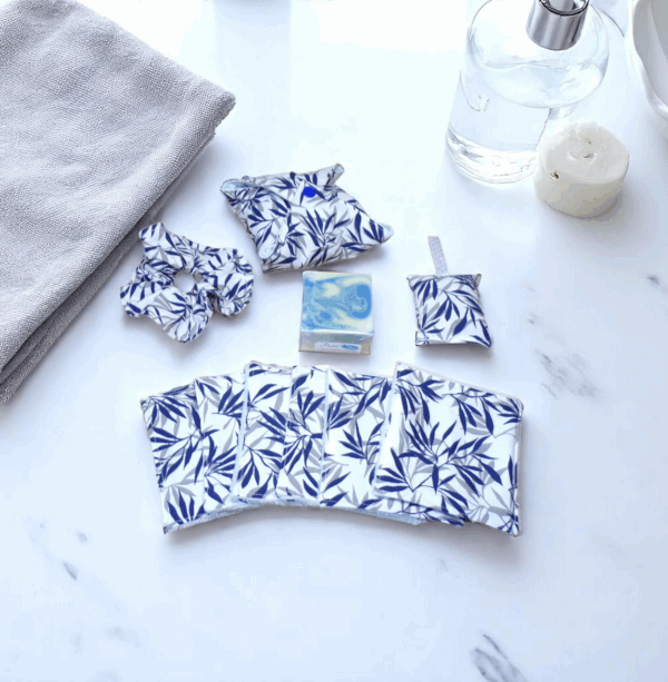 kit salle de bain, de soin et bien-être zéro déchet coton modèle au choix