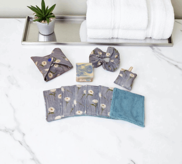kit salle de bain, de soin et bien-être zéro déchet coton modèle au choix – Image 2