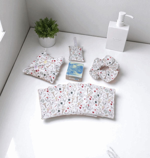 kit salle de bain, de soin et bien-être zéro déchet coton modèle au choix – Image 4