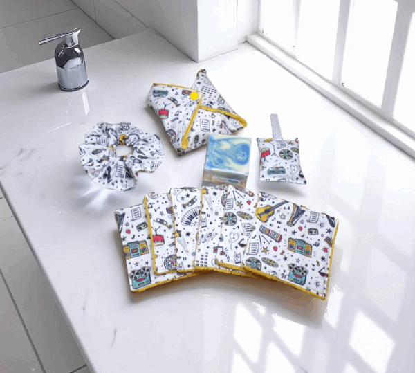 kit salle de bain, de soin et bien-être zéro déchet coton modèle au choix – Image 3