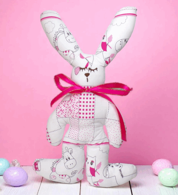 Lapin de Pâques, décoration, pièce unique, modèle rose et blanc