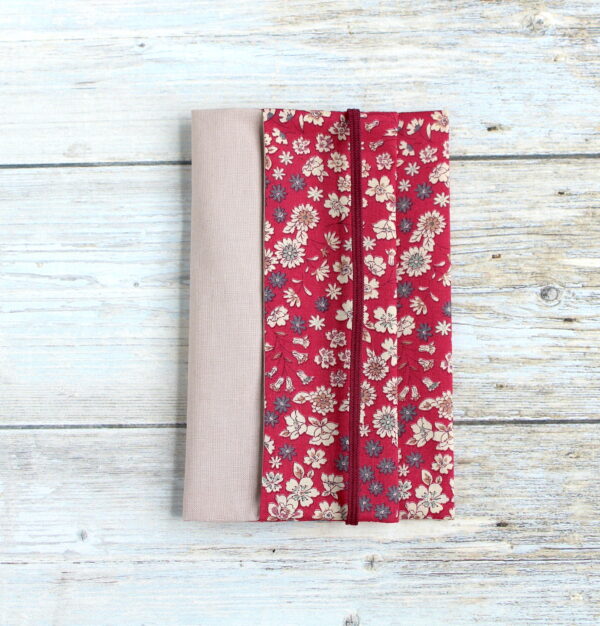 housse chequier tissu fleurs rose