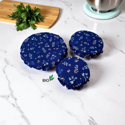 lot de 3 charlottes alimentaires coton bio doublé PUL certifié contact alimentaire modèle au choix