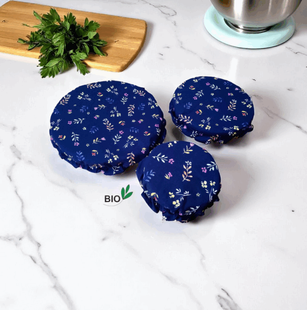 lot de 3 charlottes alimentaires coton bio doublé PUL certifié contact alimentaire modèle au choix