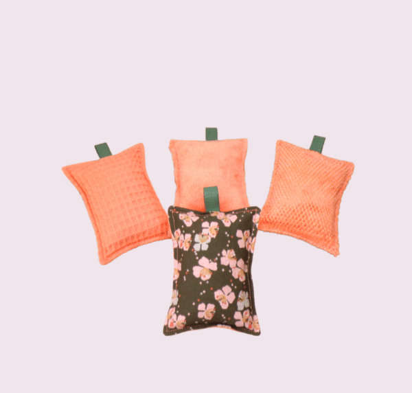 lot de 3 éponges lavables et grattantes coton doublé éponge et nid d'abeille et filet mesh modèle au choix – Image 8