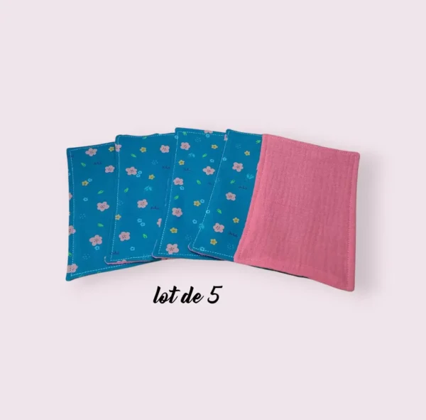 papier toilette lavable, réutilisable en lot de 5 feuilles coton /double gaze de coton modèle au choix – Image 5