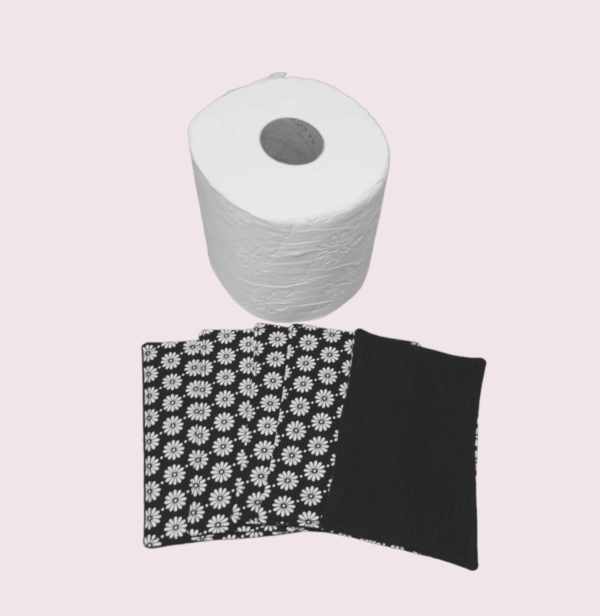 papier toilette lavable, réutilisable en lot de 5 feuilles coton /double gaze de coton modèle au choix – Image 2