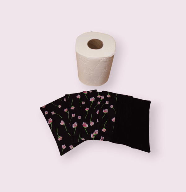 papier toilette lavable, réutilisable en lot de 5 feuilles coton /double gaze de coton modèle au choix – Image 9