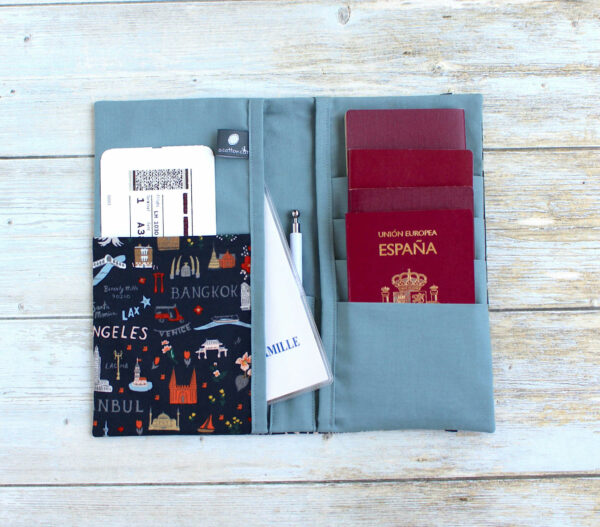 Porte documents voyage famille, pochette range passeports, étui billets d'avion – Image 2