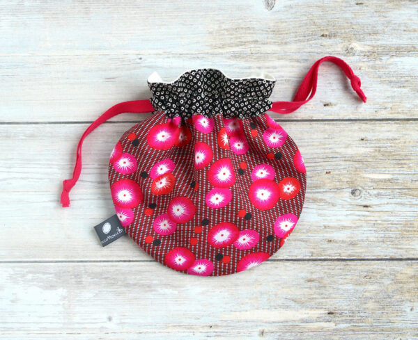 Pochette japonaise, Pochon rond liens coulissants, pochette câbles, accessoire japonais – Image 5