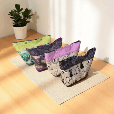 sac, pochette, trousse doublé fermeture bouton pression motif au choix