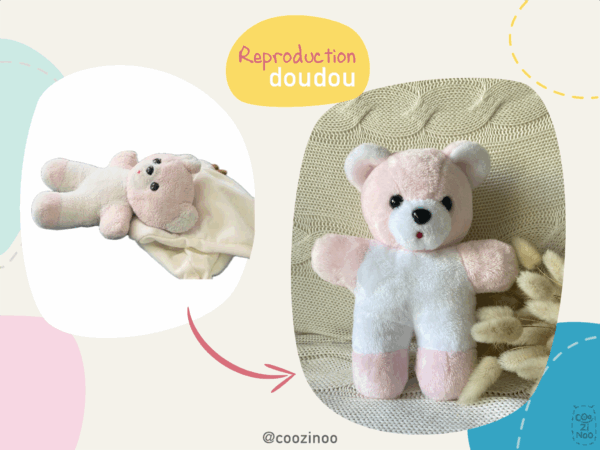 reproduction doudou ourson rose