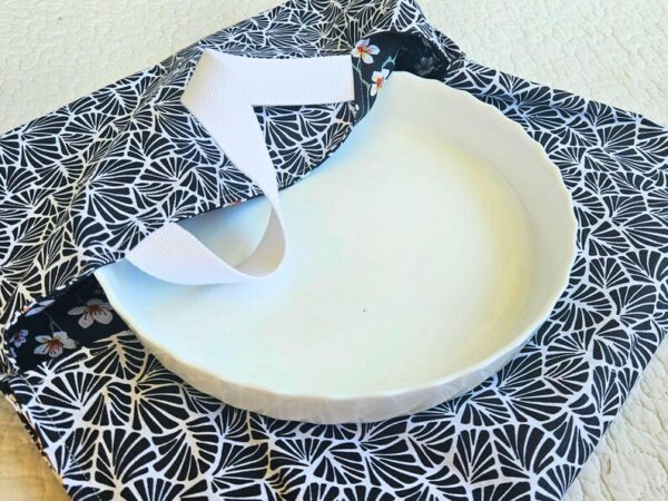 Sac à Tarte – Fleurs d'amandier noir – Porte plat réversible – Image 3