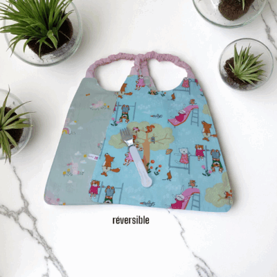Serviette de cantine élastique réversible, bavoir maternelle, modèle pour fille au choix