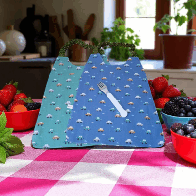 Serviette de cantine élastique réversible, bavoir maternelle, modèle au choix