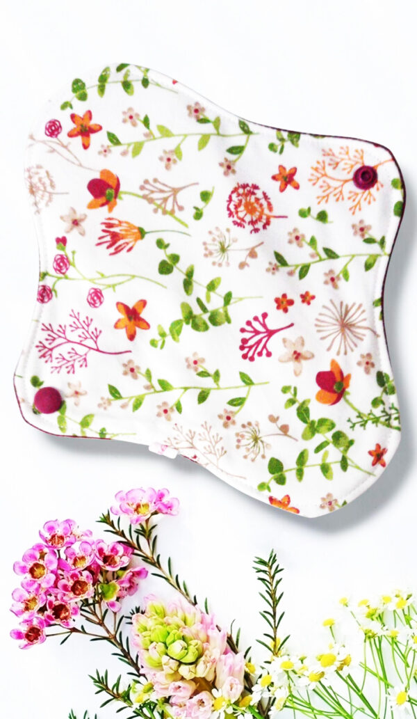 Pack 7 serviettes hygiéniques lavables FLEURS DES CHAMPS (S / Flux normaux) - serviettes menstruelles lavables - serviettes menstruelles lavables - Zéro déchet - shl - serviettes périodiques