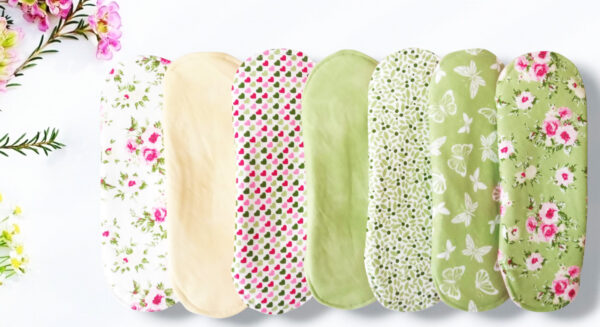 Pack 7 serviettes hygiéniques lavables ROSES (M/ Flux normaux à moyens) - serviettes menstruelles lavables - serviettes menstruelles lavables - Zéro déchet - shl - serviettes périodiques