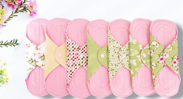 Pack 7 serviettes hygiéniques lavables ROSES (M/ Flux normaux à moyens) - serviettes menstruelles lavables - serviettes menstruelles lavables - Zéro déchet - shl - serviettes périodiques