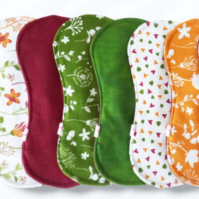 Pack 7 serviettes hygiéniques lavables sans ailettes FLEURS DES CHAMPS - (S/ Flux normaux jour et nuit) - serviettes menstruelles lavables - serviettes hygiéniques alternatives - Zéro déchet - shl - serviettes périodiques