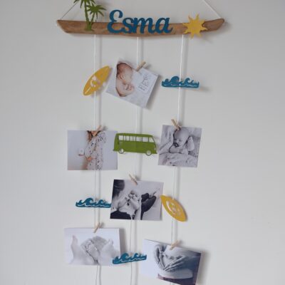 Porte photos chambre bébé personnalisé, thème surf, cadeau naissance