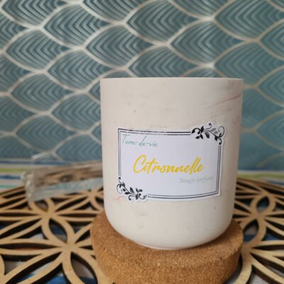 Bougie citronnelle - pot céramique marbré rose