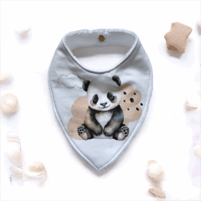 Bavoir bandana panda – 0/9 mois – Coton & bambou Oeko-Tex®