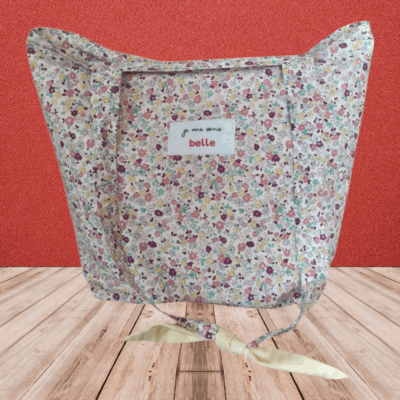 Sac tote bag confiante bi-matière motif floral + jaune