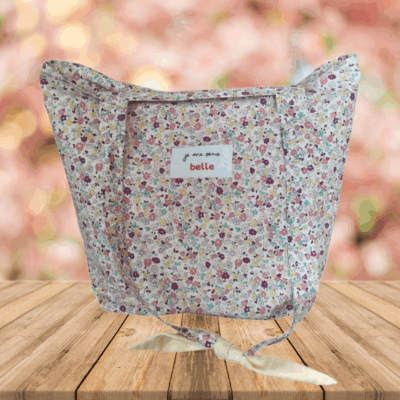 Sac tote bag confiante bi-matière motif floral + jaune