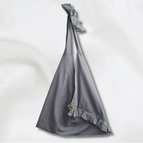 Sac origami rayonnante bi-matière pois mauve + rayures colorées