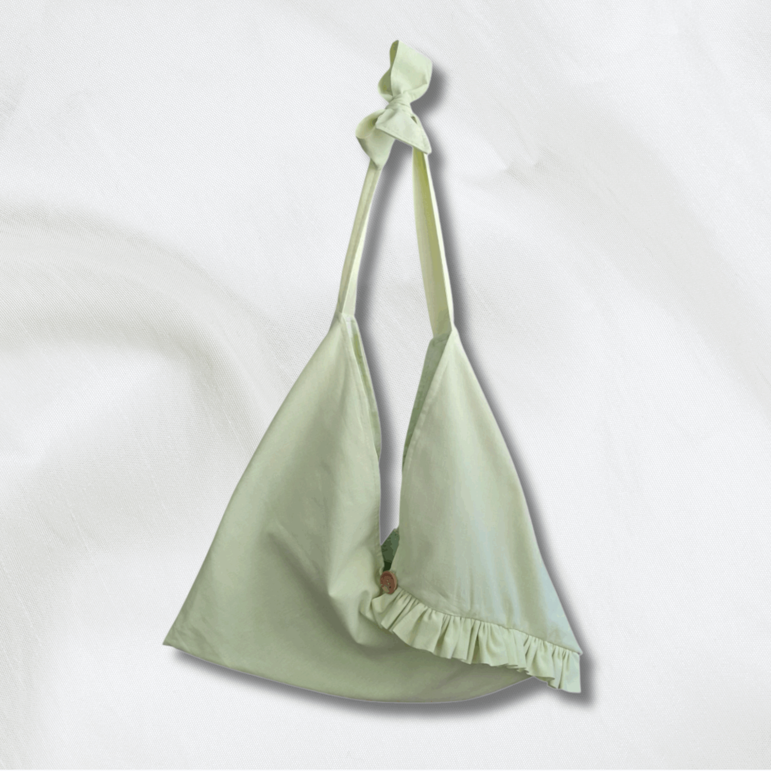 Sac origami rayonnante bi-matière jaune anis + motif floral vert