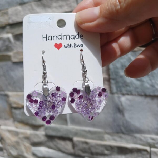 Boucles d'oreilles coeurs de résine