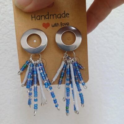 Boucles d'oreilles pompons rocailles