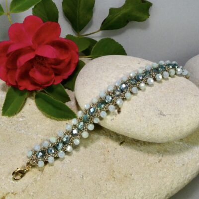Bracelet bohème chic au crochet TRIO de perles en verre