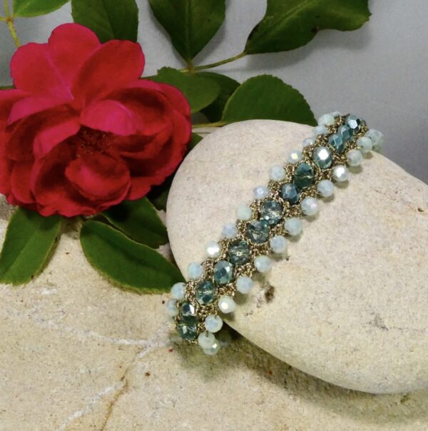 Bracelet bohème chic au crochet TRIO de perles en verre – Image 2